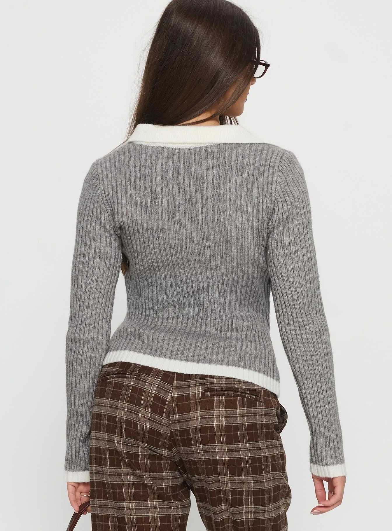 Skylen Long Sleeve Collared Top Grey sold by Princess Polly product image thumbnail 5