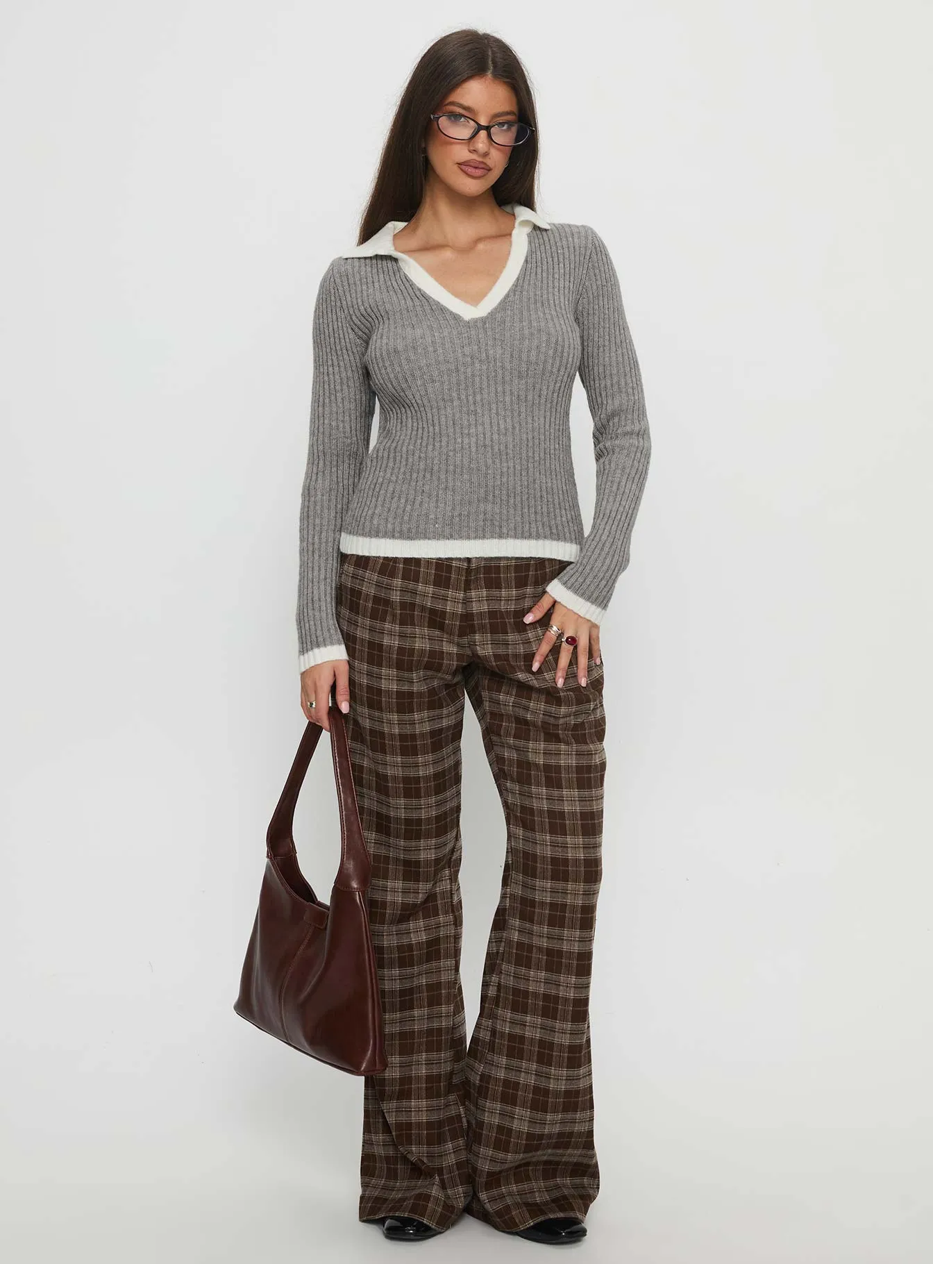 Skylen Long Sleeve Collared Top Grey sold by Princess Polly product image thumbnail 3