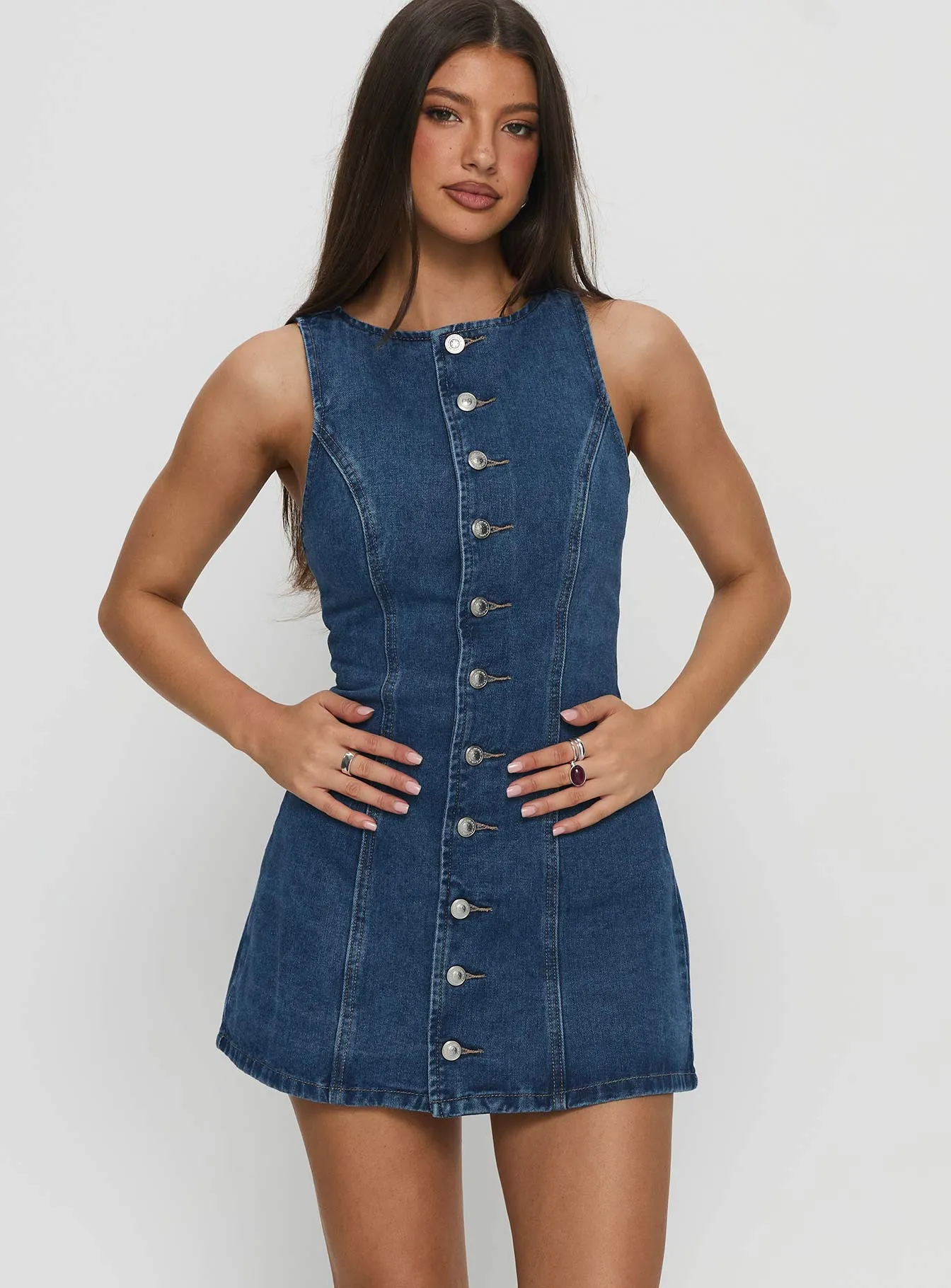 Yumiko Denim Romper Mid Wash sold by Princess Polly product image thumbnail 2