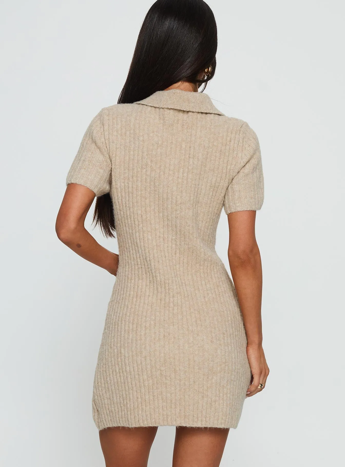 Brynie Knit Mini Dress Oat sold by Princess Polly product image thumbnail 5