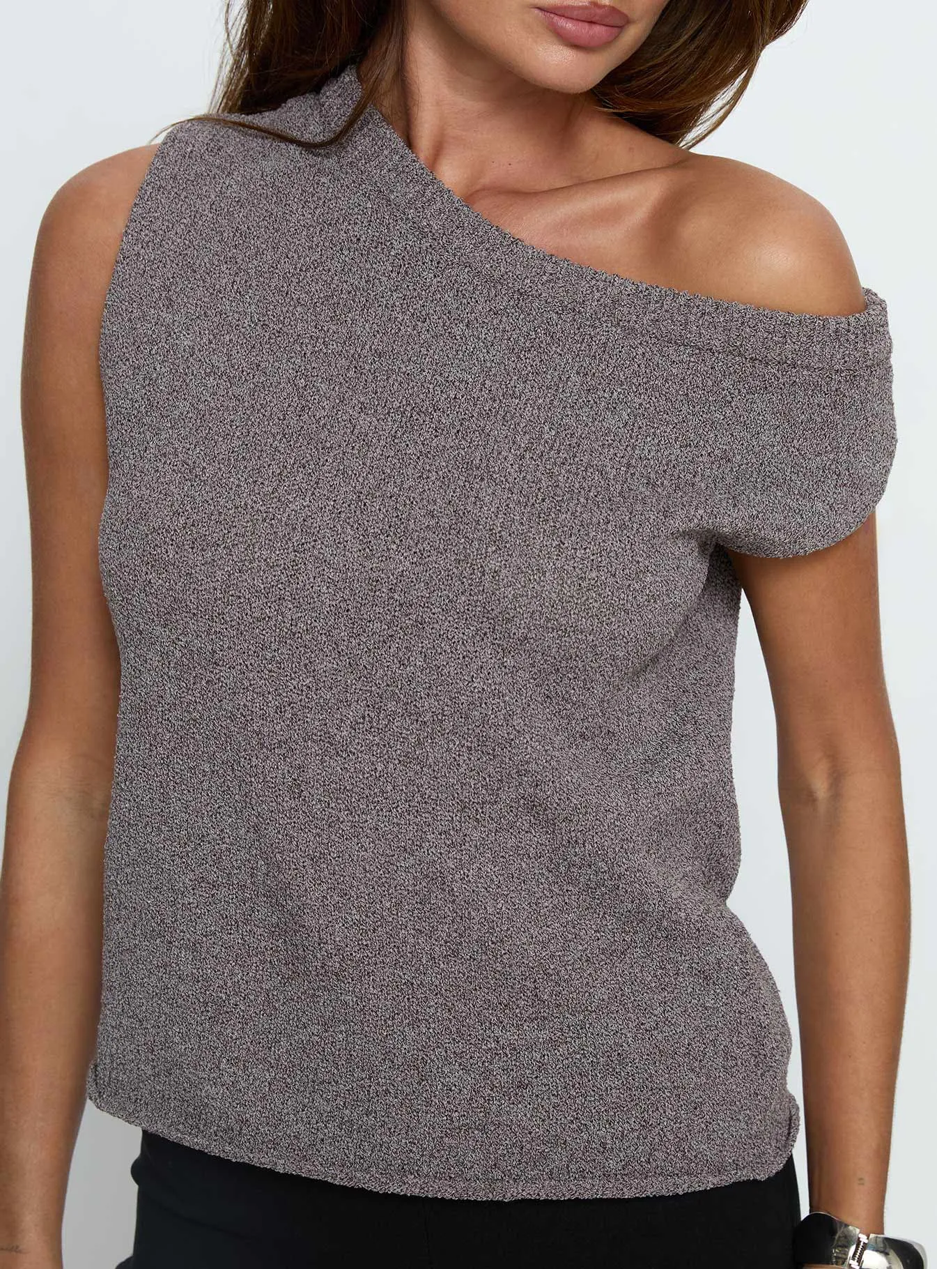 Ashfield Off Shoulder Top Dark Grey sold by Princess Polly product image thumbnail 5