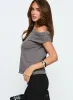 Ashfield Off Shoulder Top Dark Grey sold by Princess Polly
