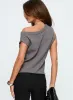 Ashfield Off Shoulder Top Dark Grey sold by Princess Polly