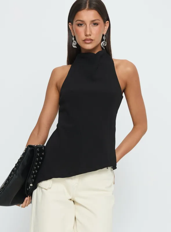 Days Get Dark Asymmetrical Top Black sold by Princess Polly