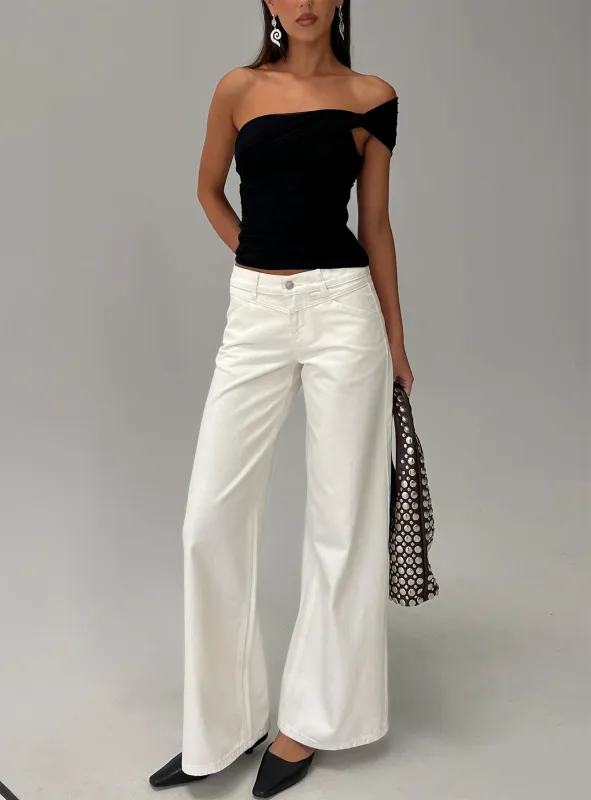 Catiana Low Rise Wide Leg Jeans White sold by Princess Polly