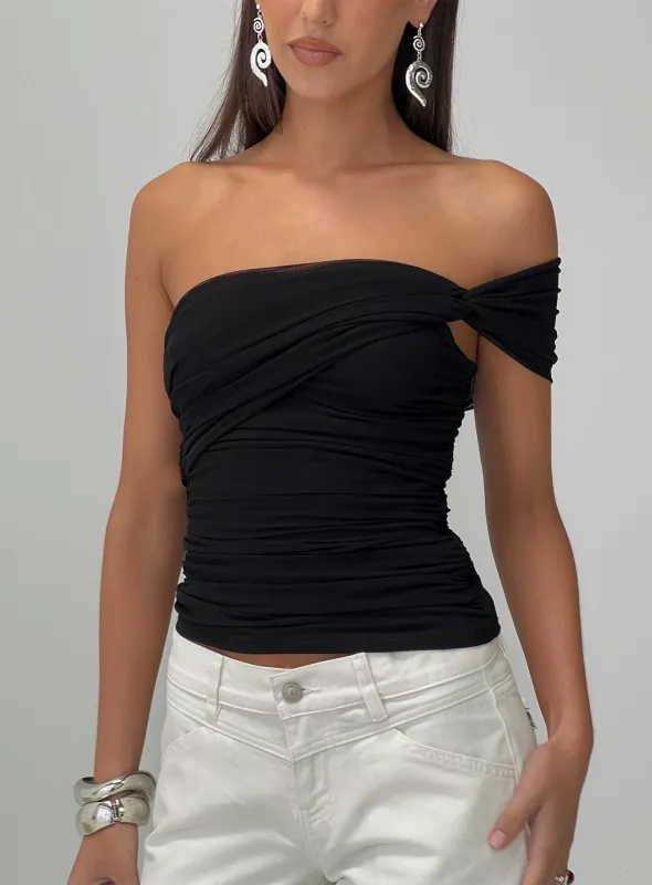 Keandra One Shoulder Top Black sold by Princess Polly