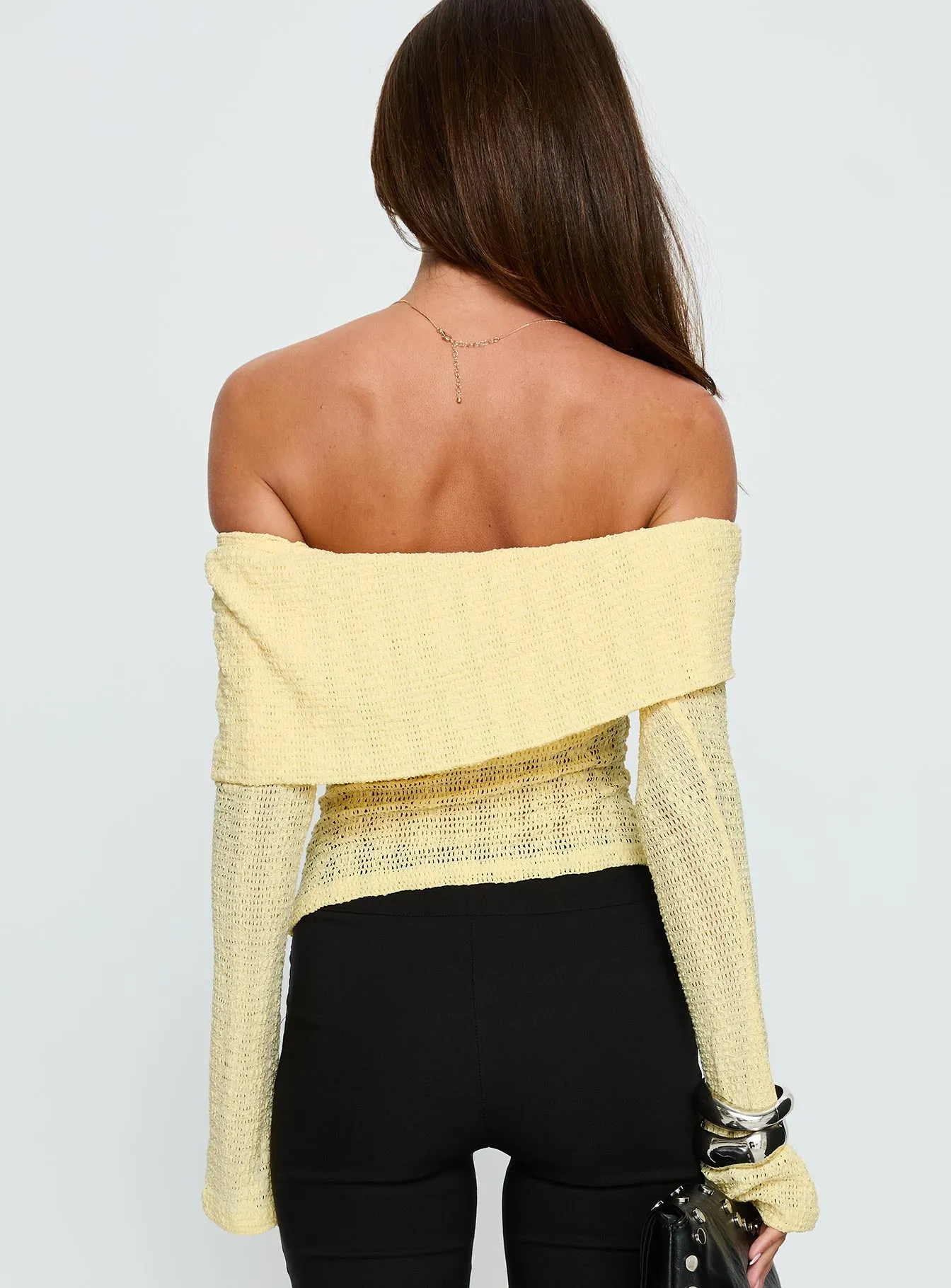 Cartrell Foldover Off Shoulder Top Lemon sold by Princess Polly product image thumbnail 4