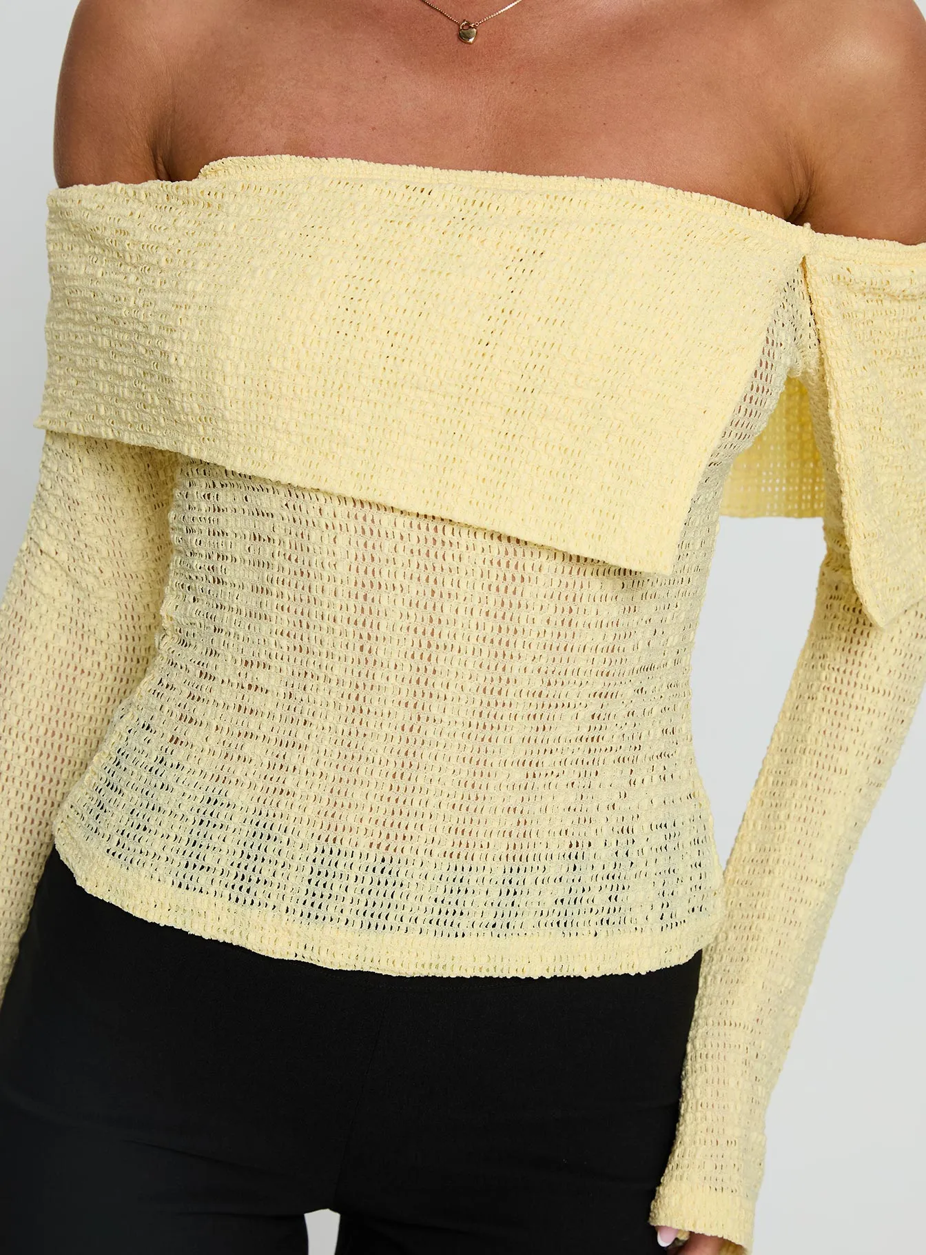 Cartrell Foldover Off Shoulder Top Lemon sold by Princess Polly product image thumbnail 5