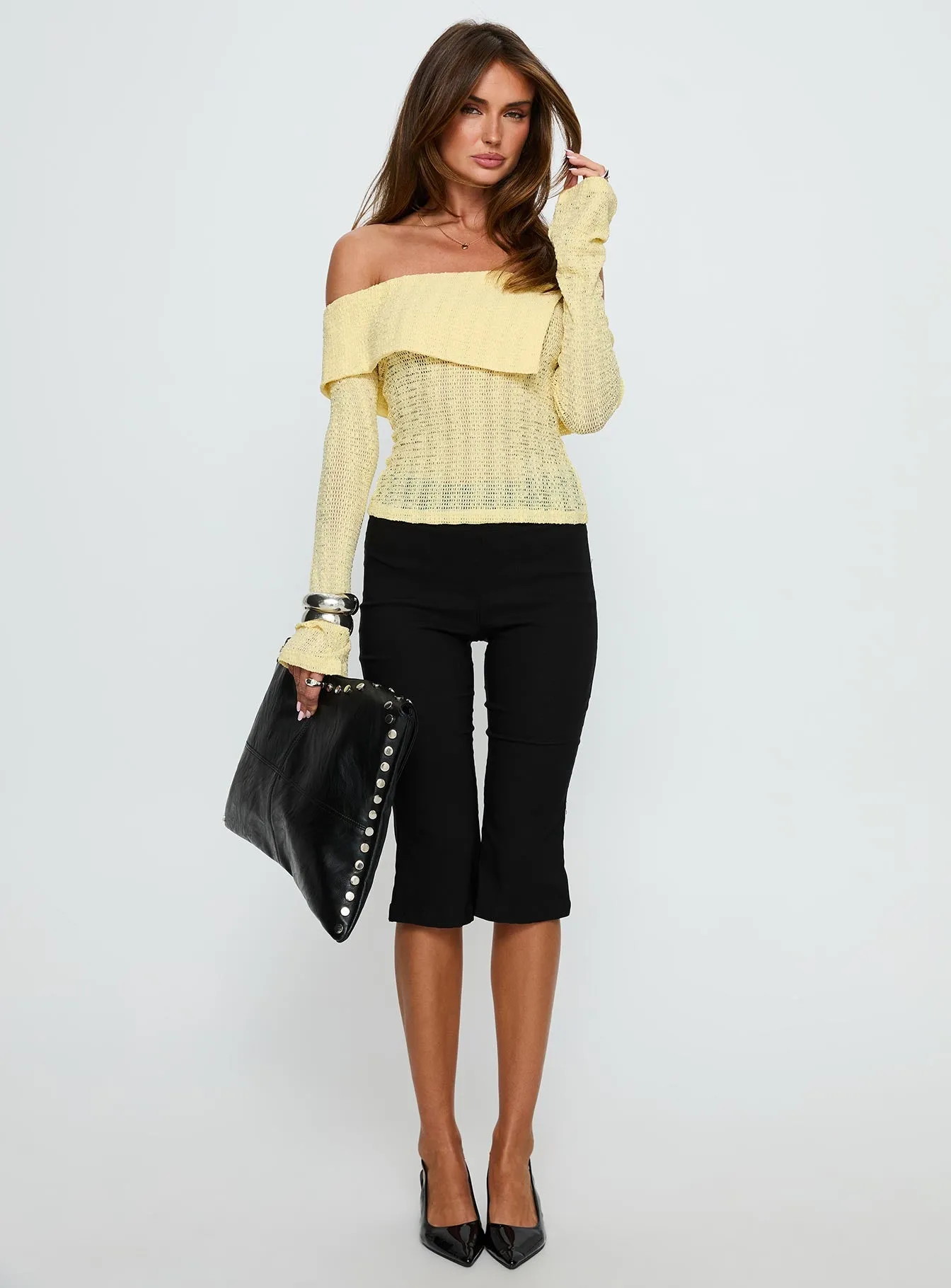 Cartrell Foldover Off Shoulder Top Lemon sold by Princess Polly product image thumbnail 2