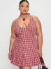 Out Of Nowhere Halter Mini Dress Red Check Curve sold by Princess Polly