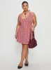 Out Of Nowhere Halter Mini Dress Red Check Curve sold by Princess Polly