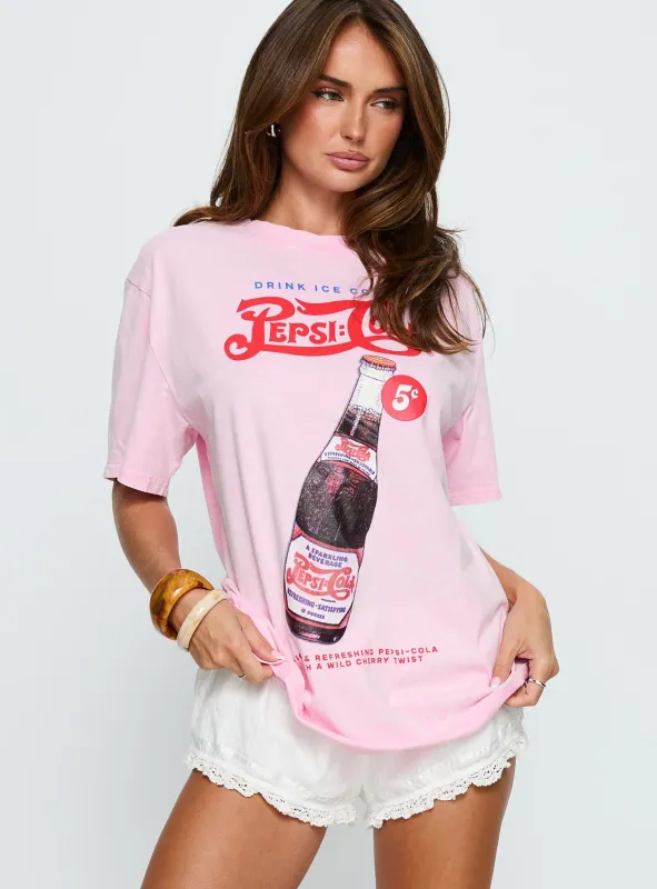 Pepsi Cola Graphic Top Washed Pink sold by Princess Polly