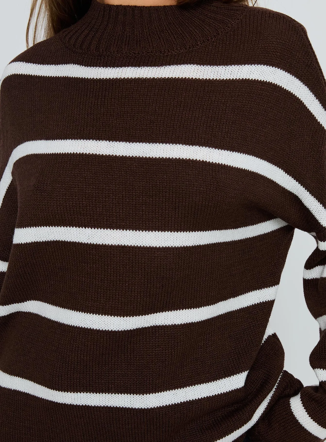 Alara Mock Neck Knit Sweater Brown Stripe sold by Princess Polly product image thumbnail 5