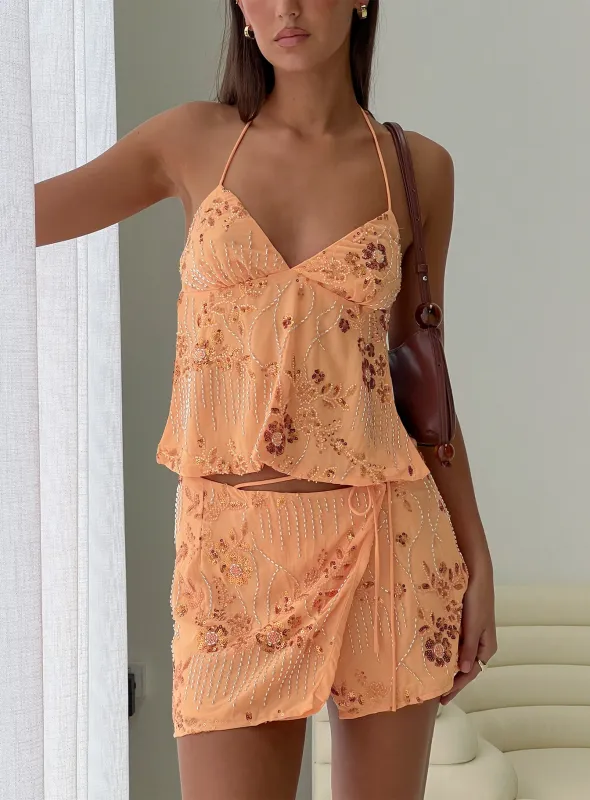 What A Coincidence Beaded Top Orange sold by Princess Polly
