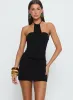 Slip Away Draped Halter Mini Dress Black sold by Princess Polly