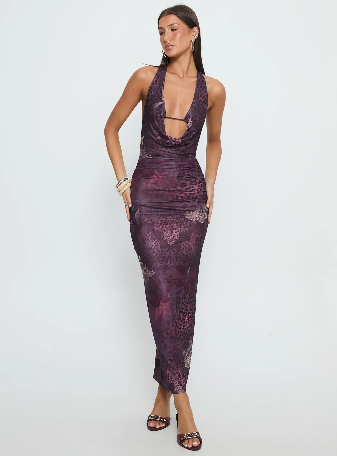 Manaia Cowl Halter Neck Maxi Dress Multi sold by Princess Polly product image thumbnail 3