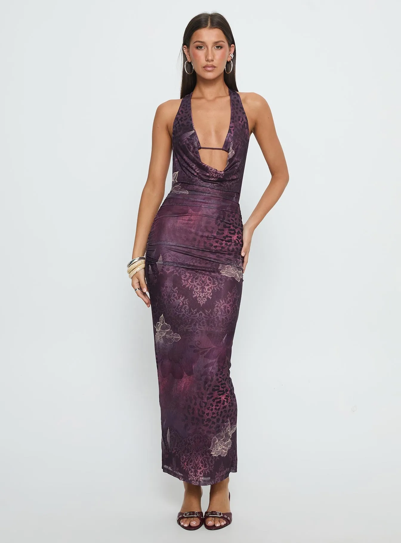 Manaia Cowl Halter Neck Maxi Dress Multi sold by Princess Polly product image thumbnail 2