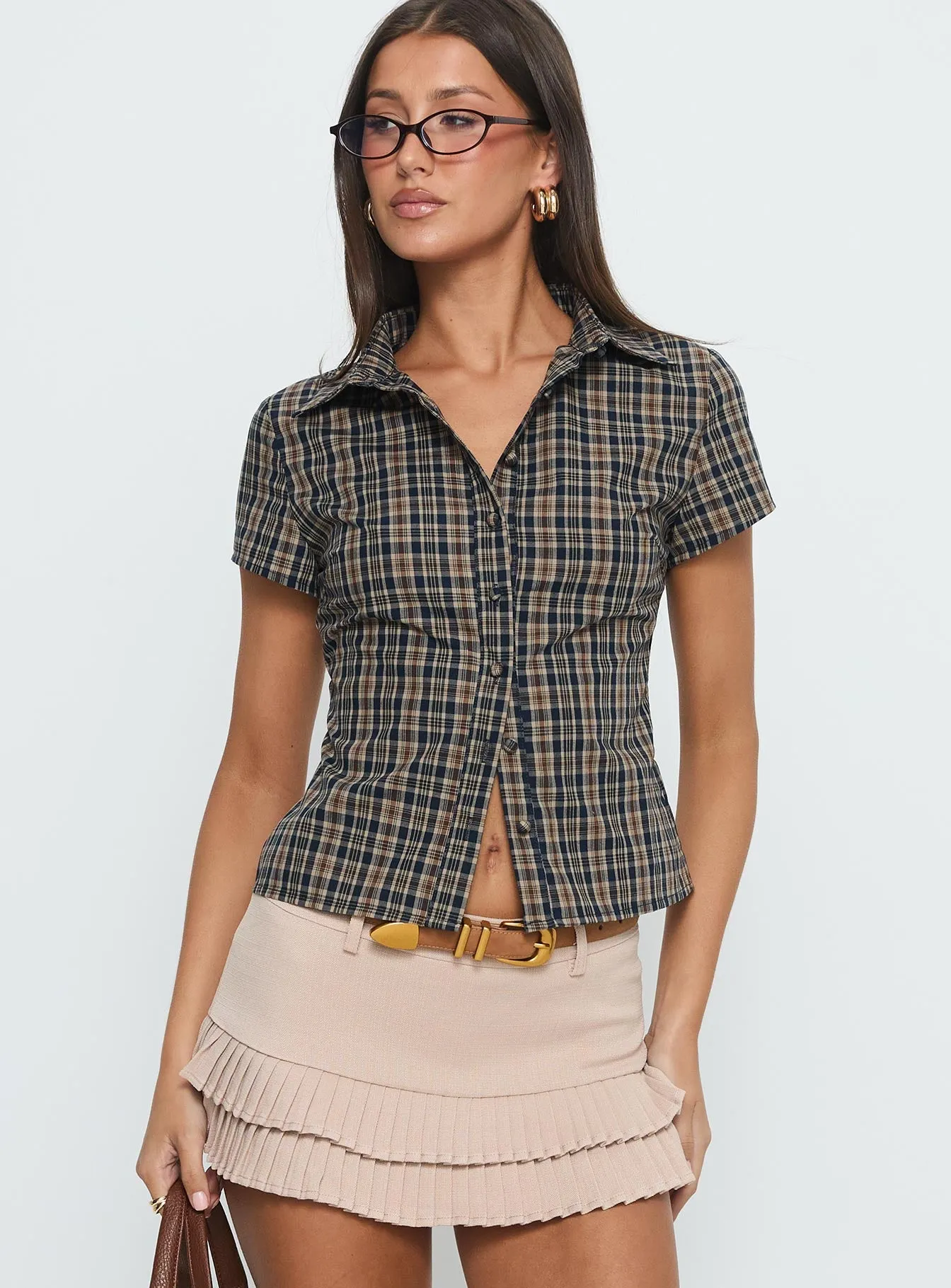 Lift Off Button Up Top Multi Check sold by Princess Polly product image thumbnail 2