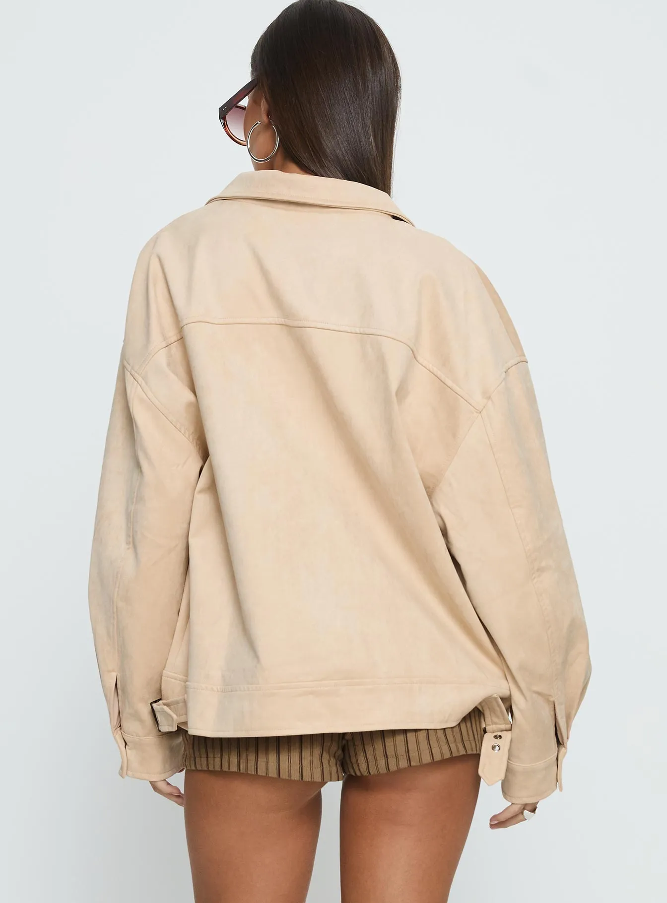 Goldsmith Faux Suede Bomber Jacket Beige sold by Princess Polly product image thumbnail 5