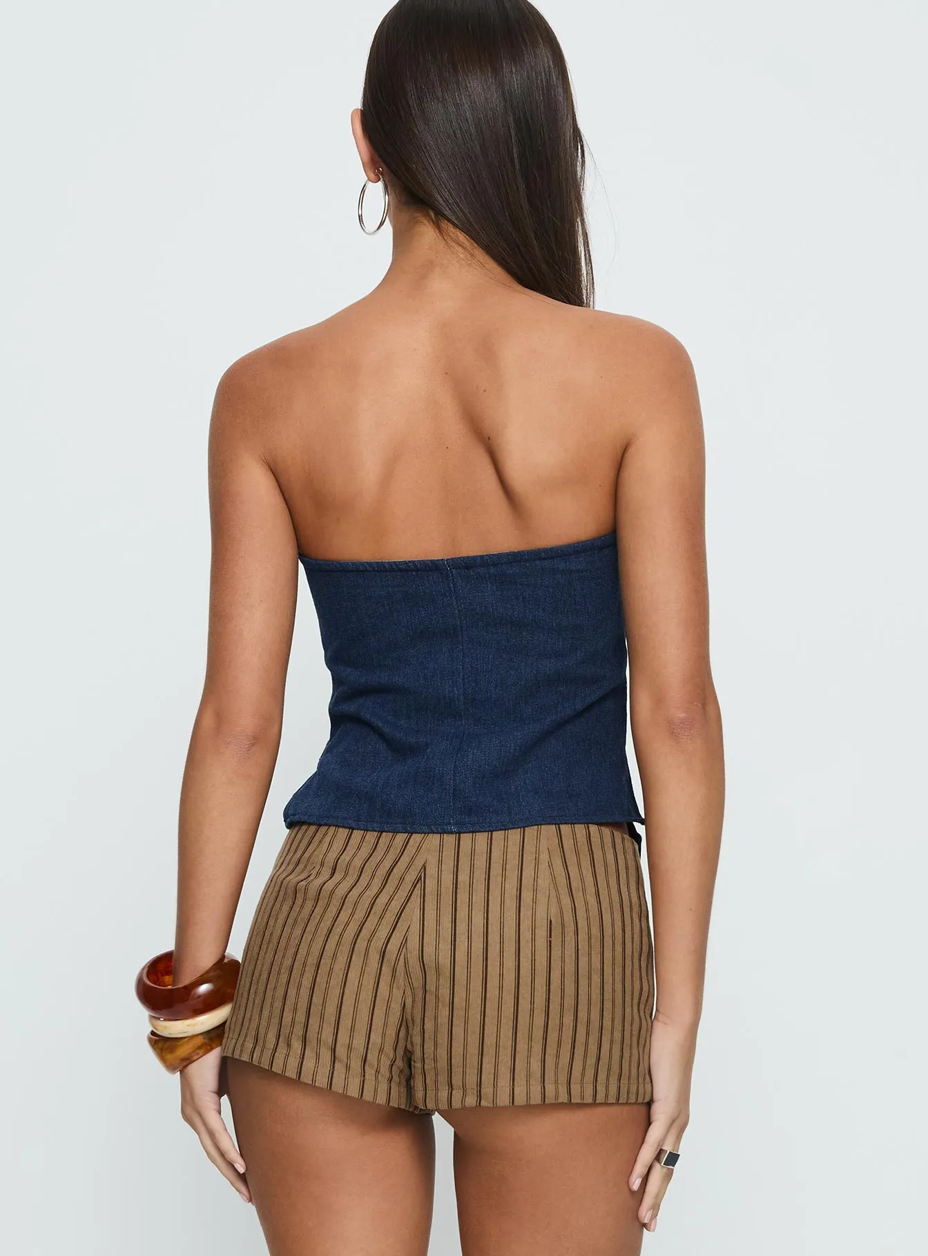 Birdie Asymmetric Denim Top Dark Blue sold by Princess Polly product image thumbnail 5