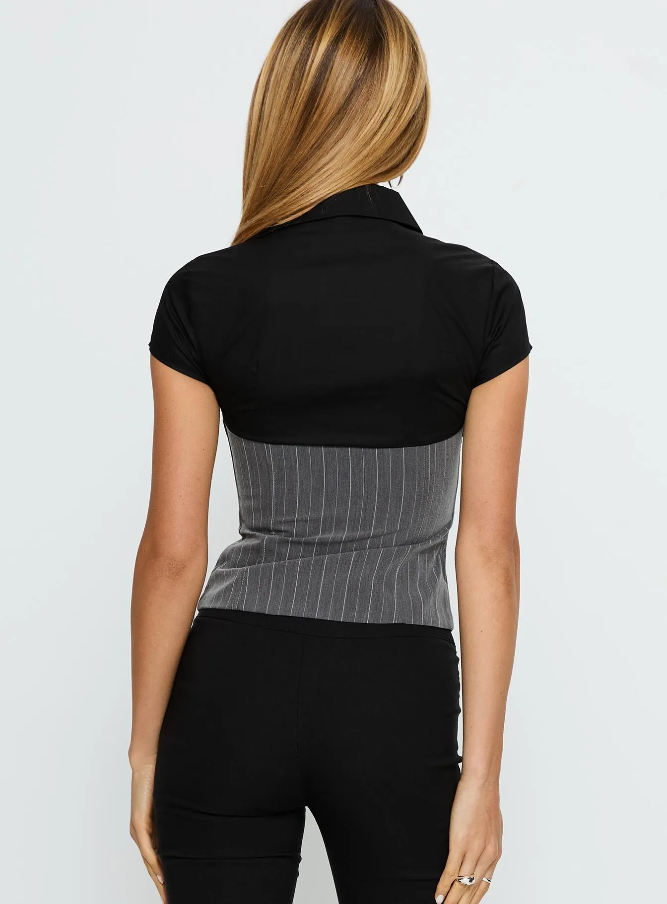 Bobette Corset Top Black / Grey sold by Princess Polly product image thumbnail 5