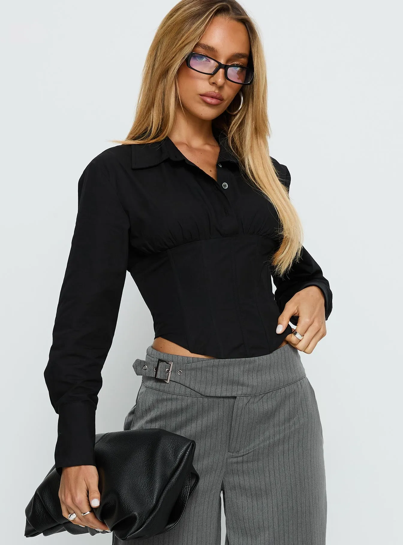 Darvell Corset Shirt Black sold by Princess Polly product image thumbnail 2