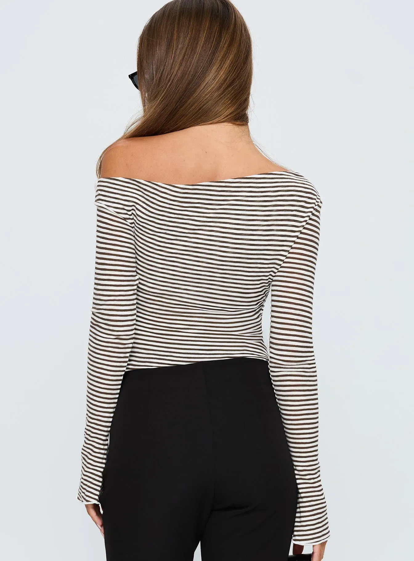 Synergies Long Sleeve Top Brown / White Stripe sold by Princess Polly product image thumbnail 5