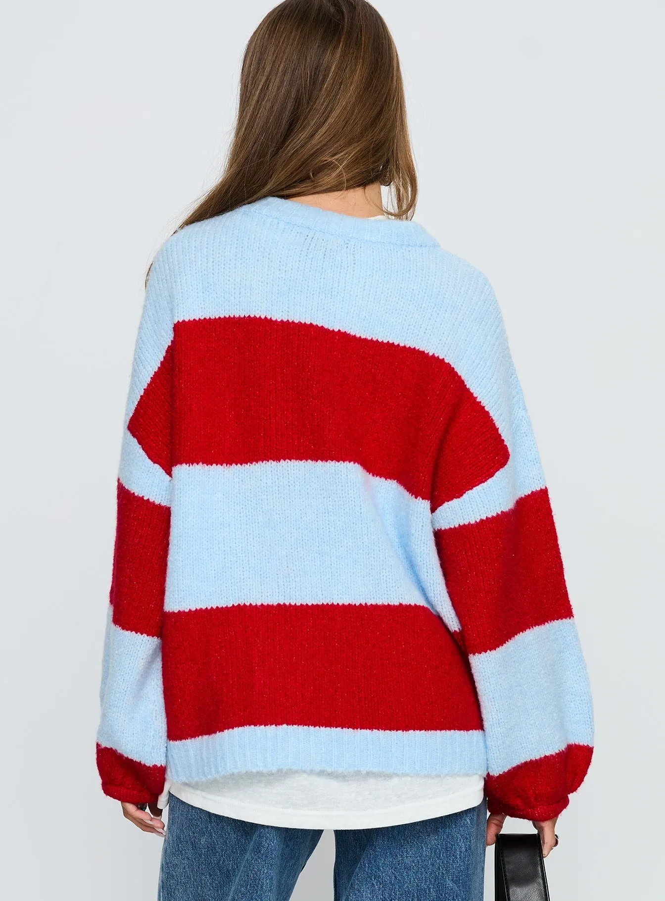 Bastien Crew Neck Knit Sweater Blue / Red sold by Princess Polly product image thumbnail 5