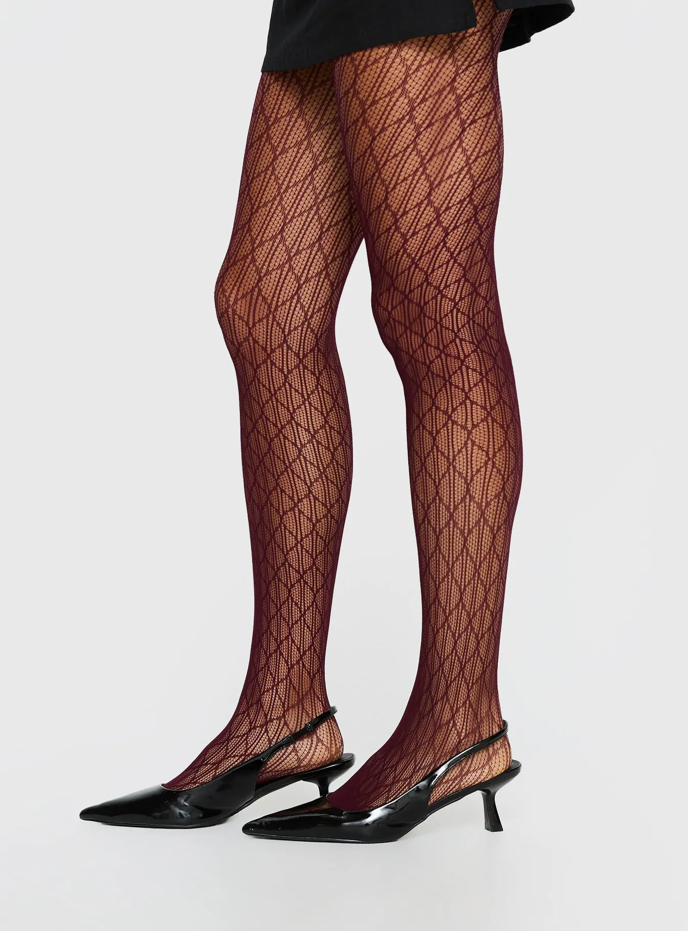Amelyn Textured Sheer Tights Red sold by Princess Polly product image thumbnail 3