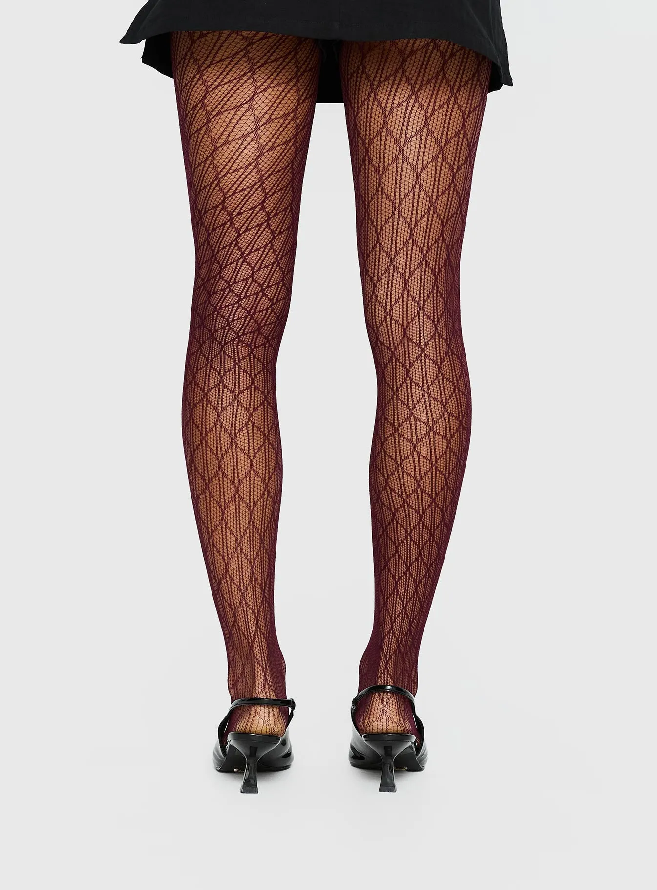 Amelyn Textured Sheer Tights Red sold by Princess Polly product image thumbnail 4
