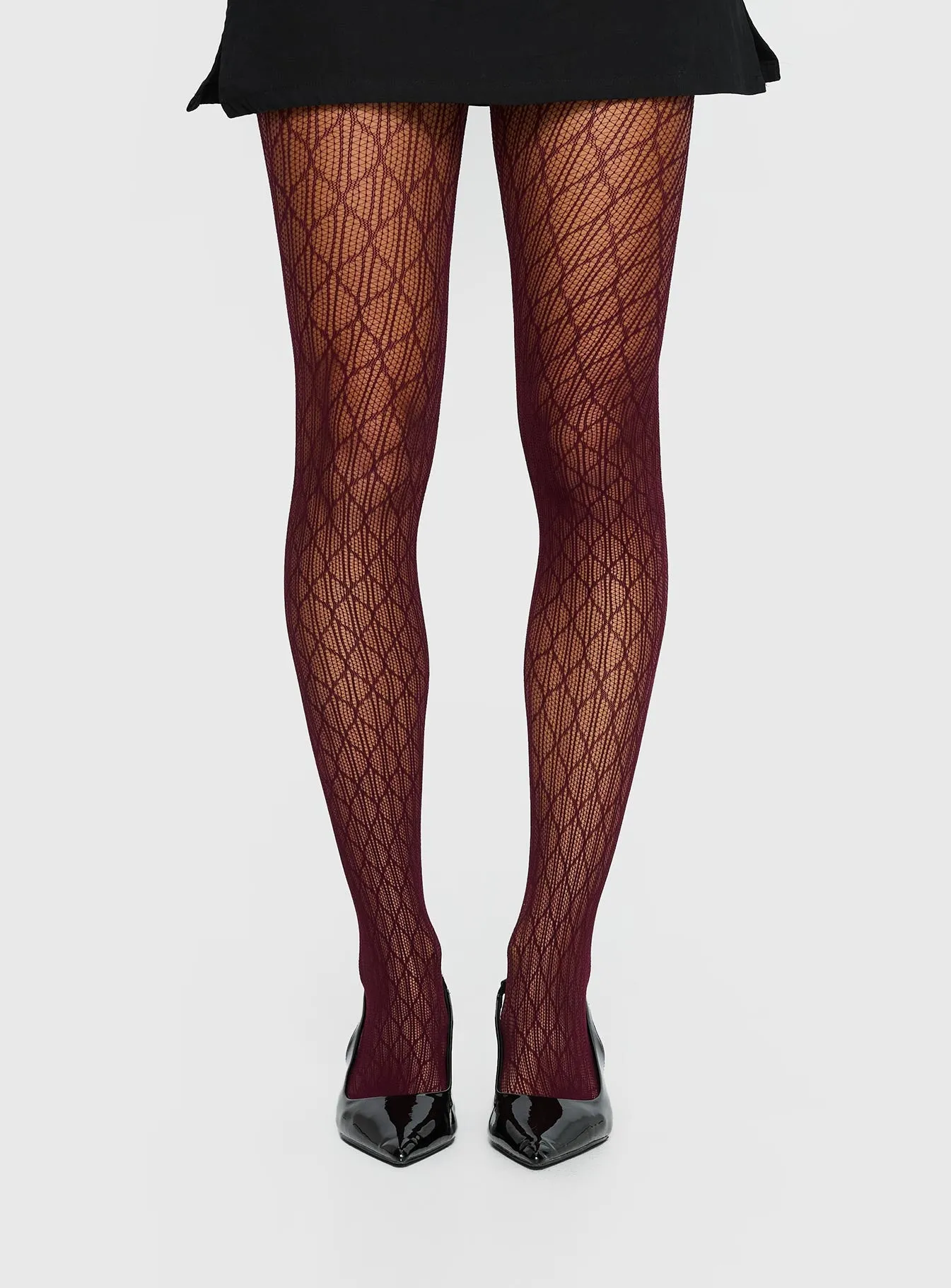 Amelyn Textured Sheer Tights Red sold by Princess Polly product image thumbnail 2