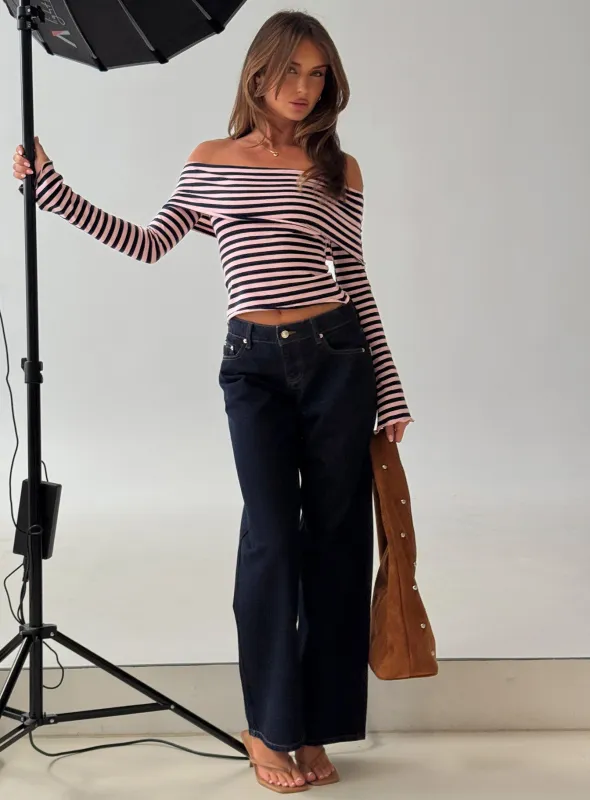 Ellanor Low Rise Straight Leg Jeans Indigo Blue sold by Princess Polly