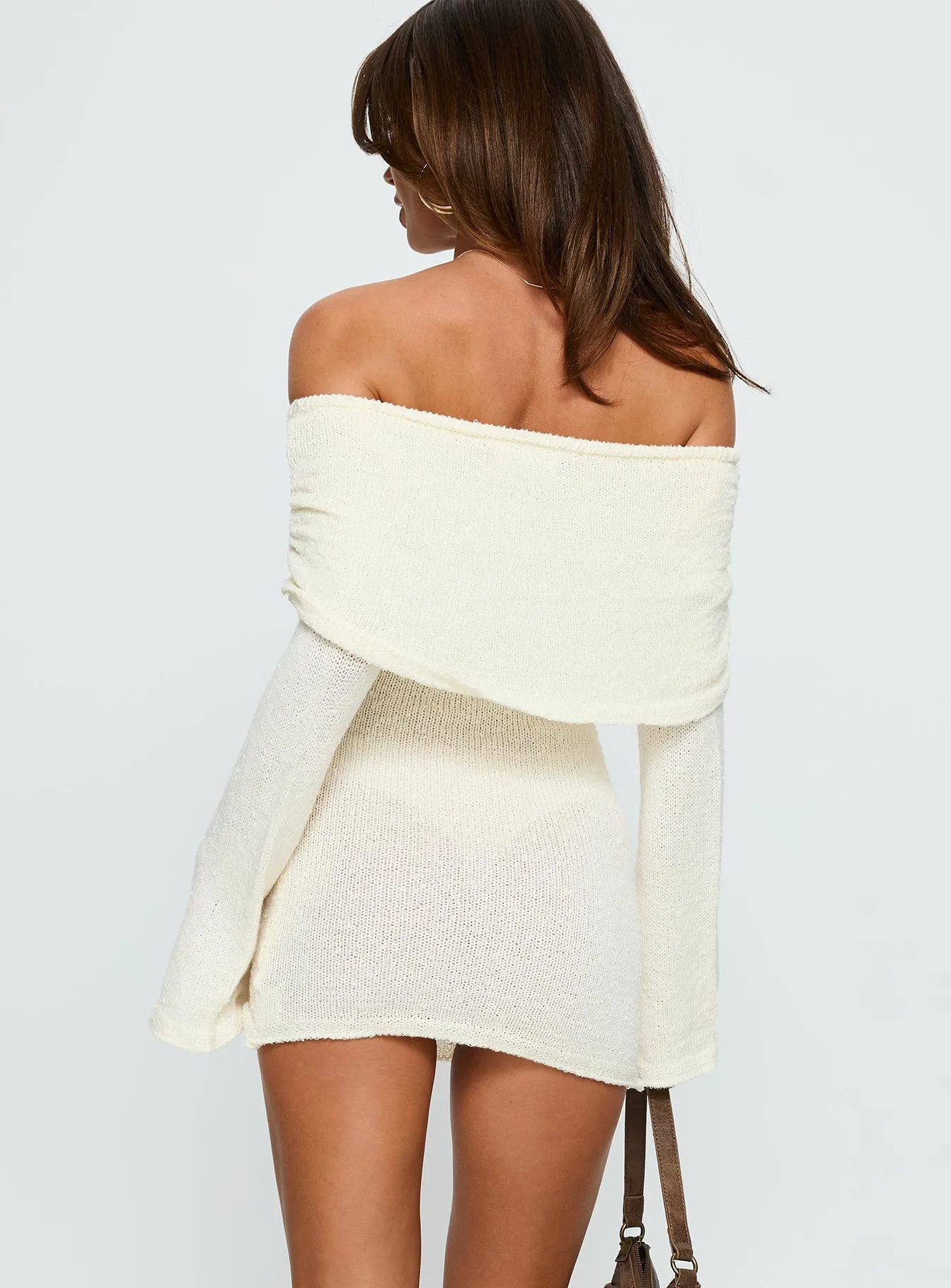 Chanellie Long Sleeve Knit Mini Dress Cream sold by Princess Polly product image thumbnail 5