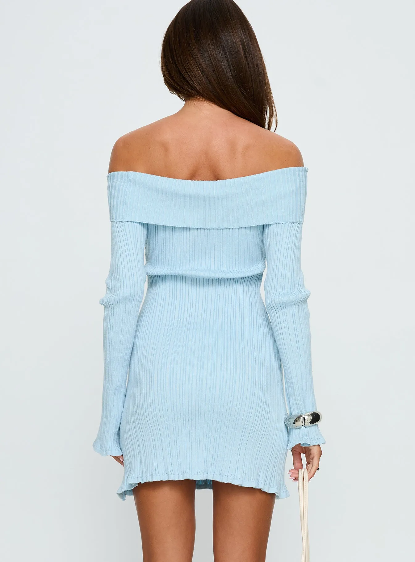 Freshwater Long Sleeve Rib Knit Mini Dress Ice Blue sold by Princess Polly product image thumbnail 4