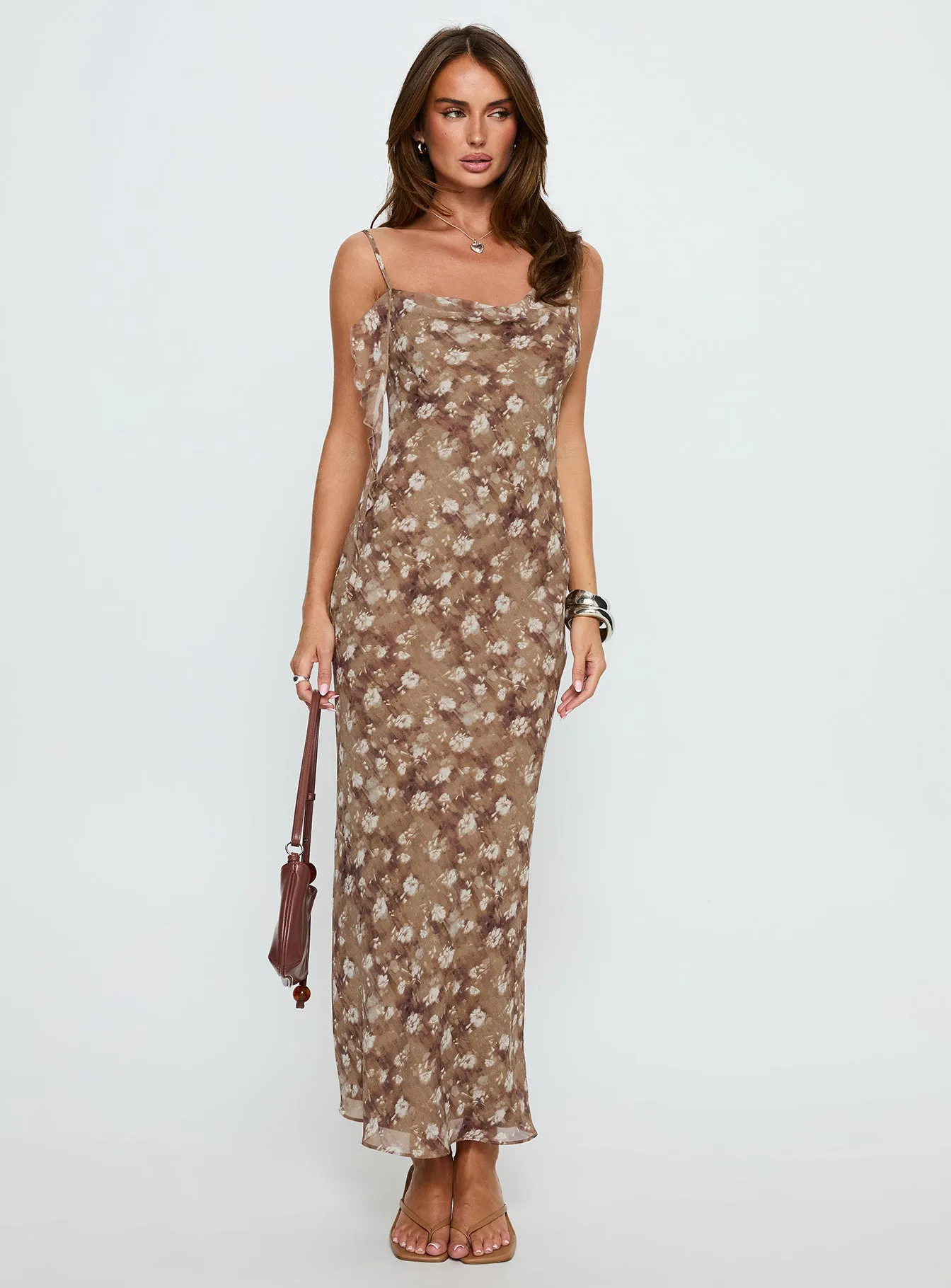 Silah Cowl Neck Maxi Dress Brown Floral sold by Princess Polly product image thumbnail 2