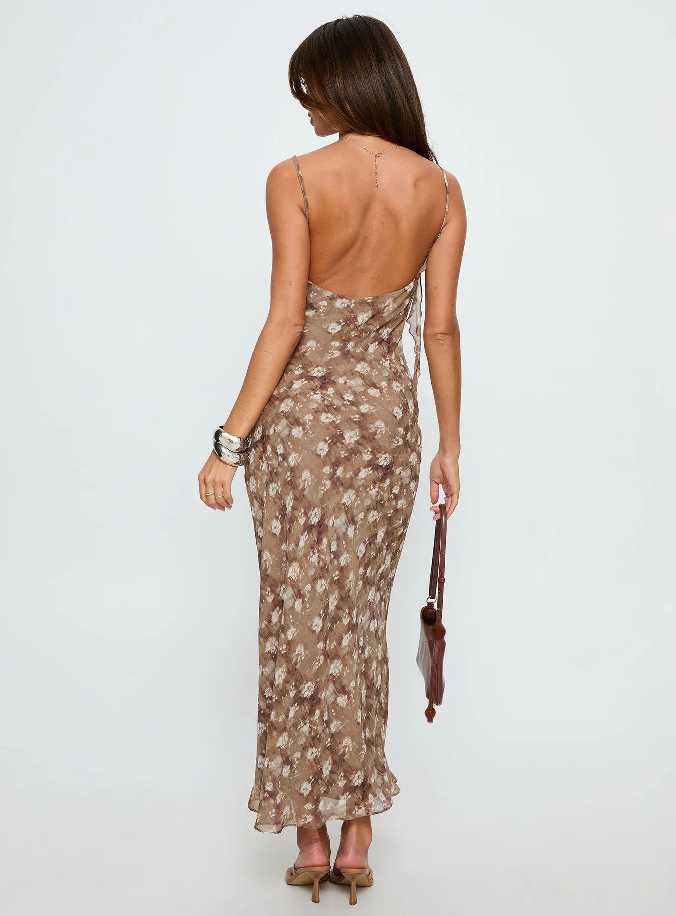 Silah Cowl Neck Maxi Dress Brown Floral sold by Princess Polly product image thumbnail 4