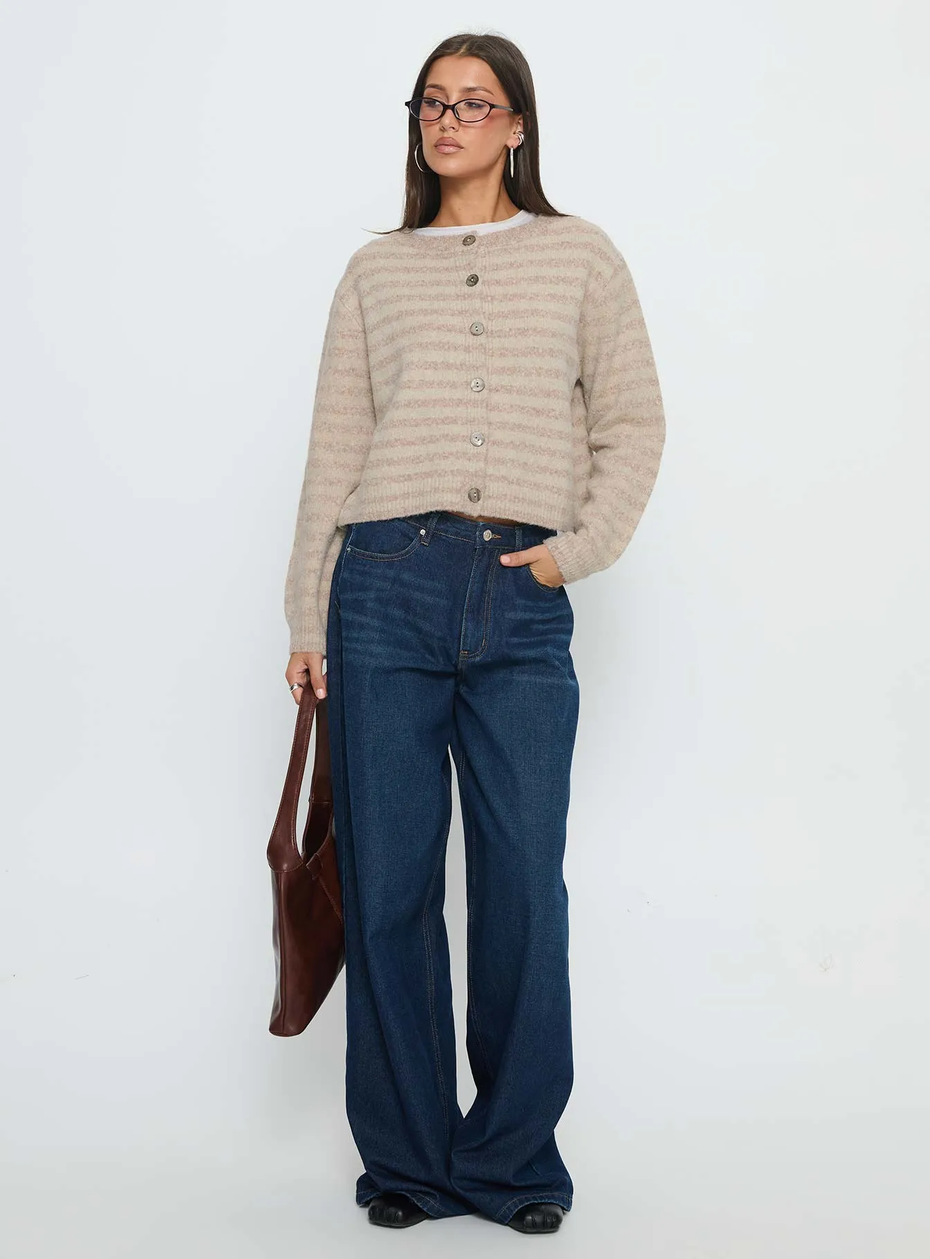 Raynna Button Up Cardigan Beige Stripe sold by Princess Polly product image thumbnail 3