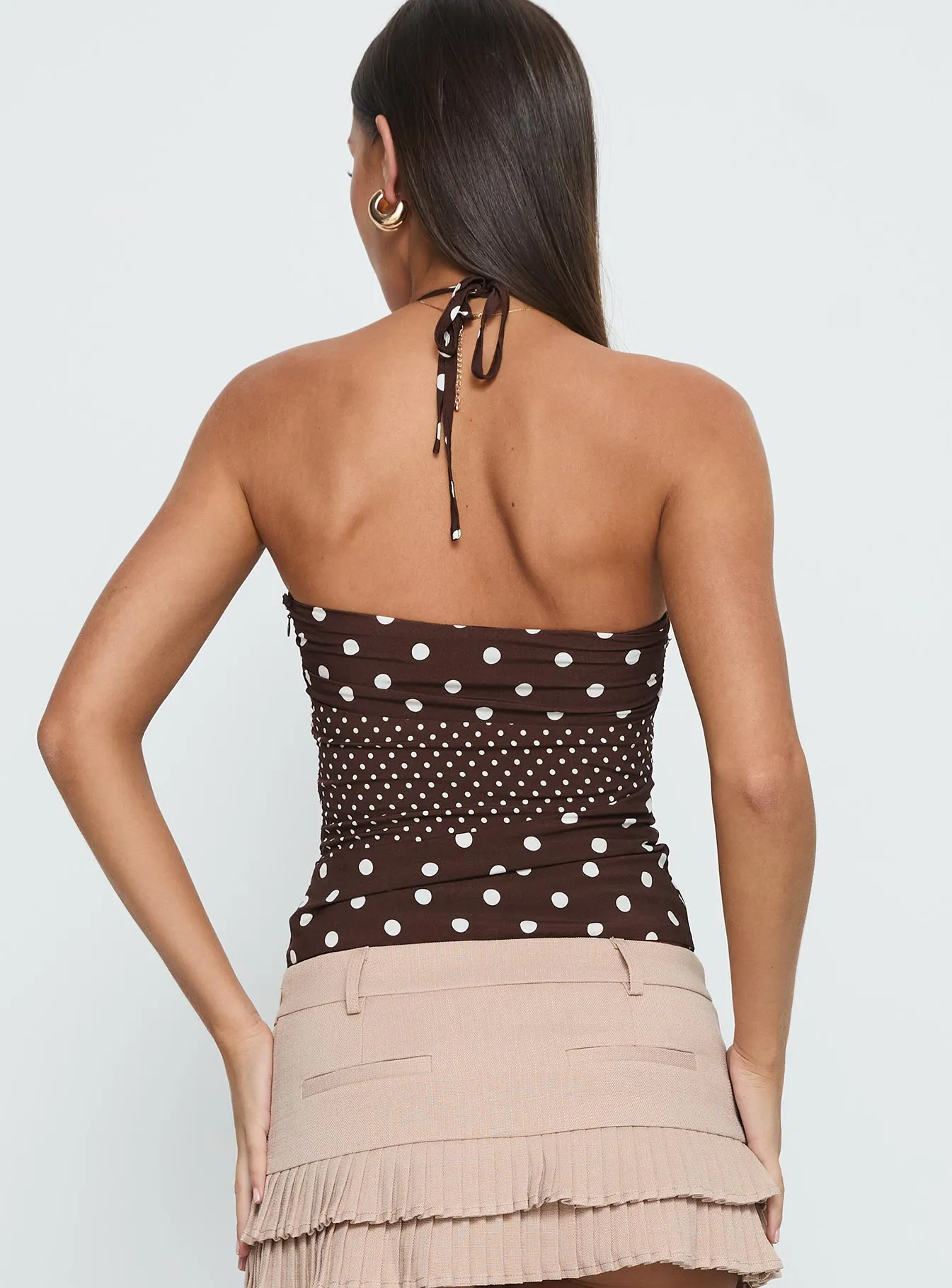 Marguerite Halter Top Brown Polka sold by Princess Polly product image thumbnail 5