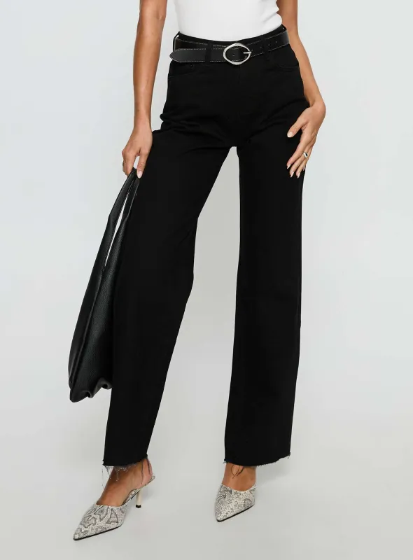 Henesey High Rise Straight Leg Jeans Jet Black sold by Princess Polly