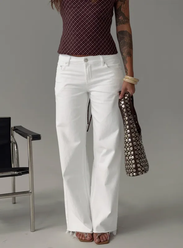 Sabryna Low Rise Straight Leg Jeans White sold by Princess Polly