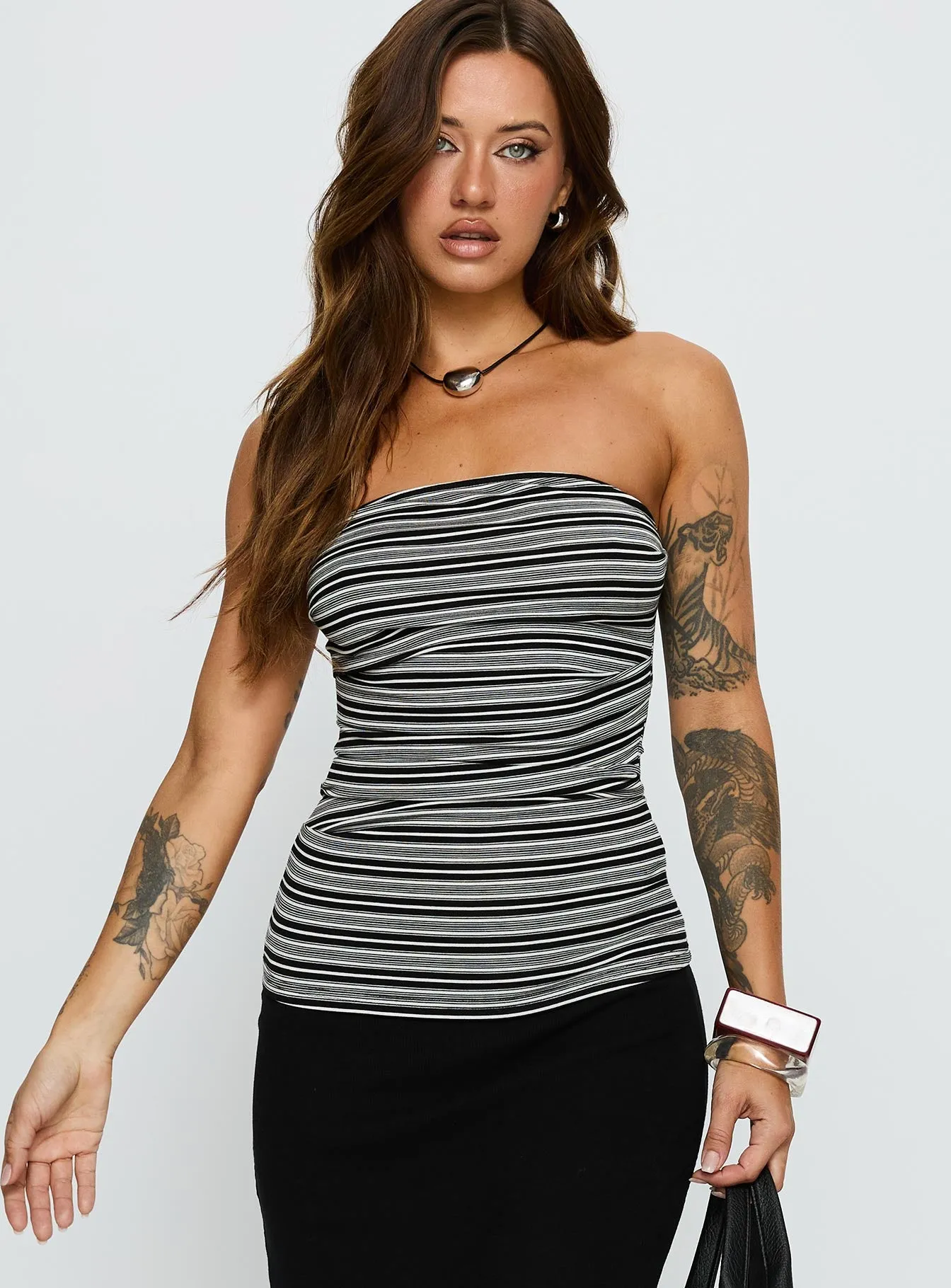Bethanny Strapless Top Black Stripe sold by Princess Polly product image thumbnail 2
