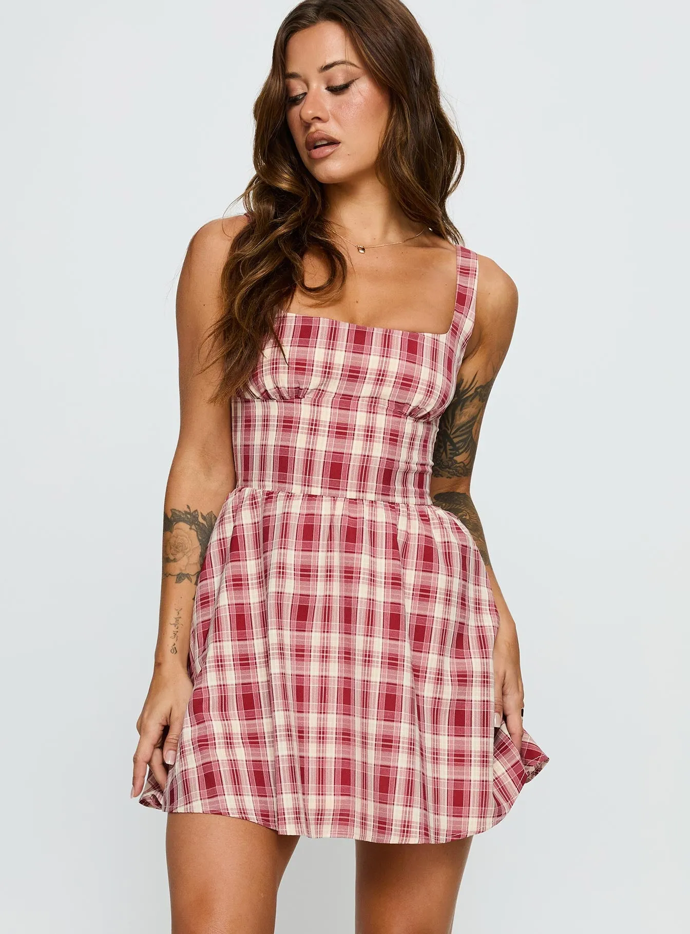 Ofeliah Mini Dress Red Check sold by Princess Polly product image thumbnail 2