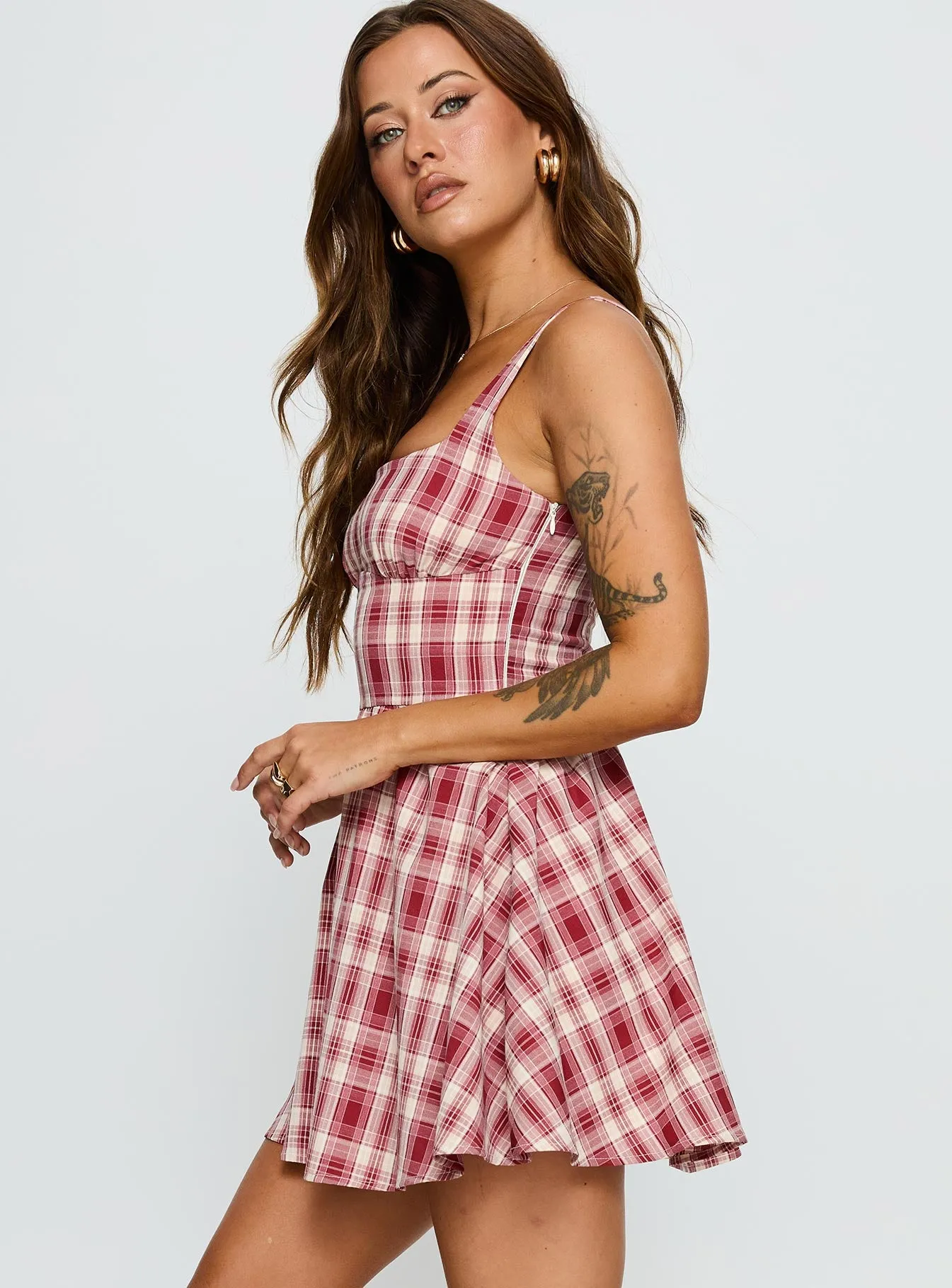 Ofeliah Mini Dress Red Check sold by Princess Polly product image thumbnail 4