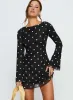 Lukea Long Sleeve Mini Dress Black Polka Dot sold by Princess Polly
