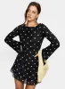 Lukea Long Sleeve Mini Dress Black Polka Dot sold by Princess Polly