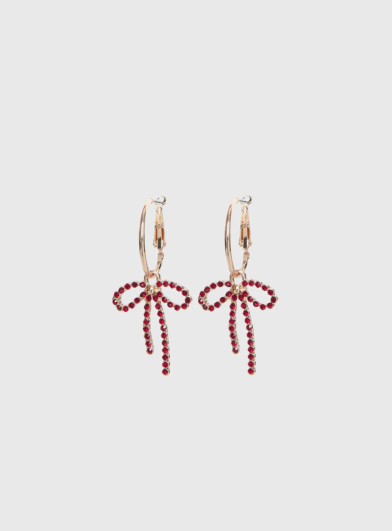 Goodnight And Go Bow Hoop Earrings Gold / Red sold by Princess Polly product image thumbnail 2