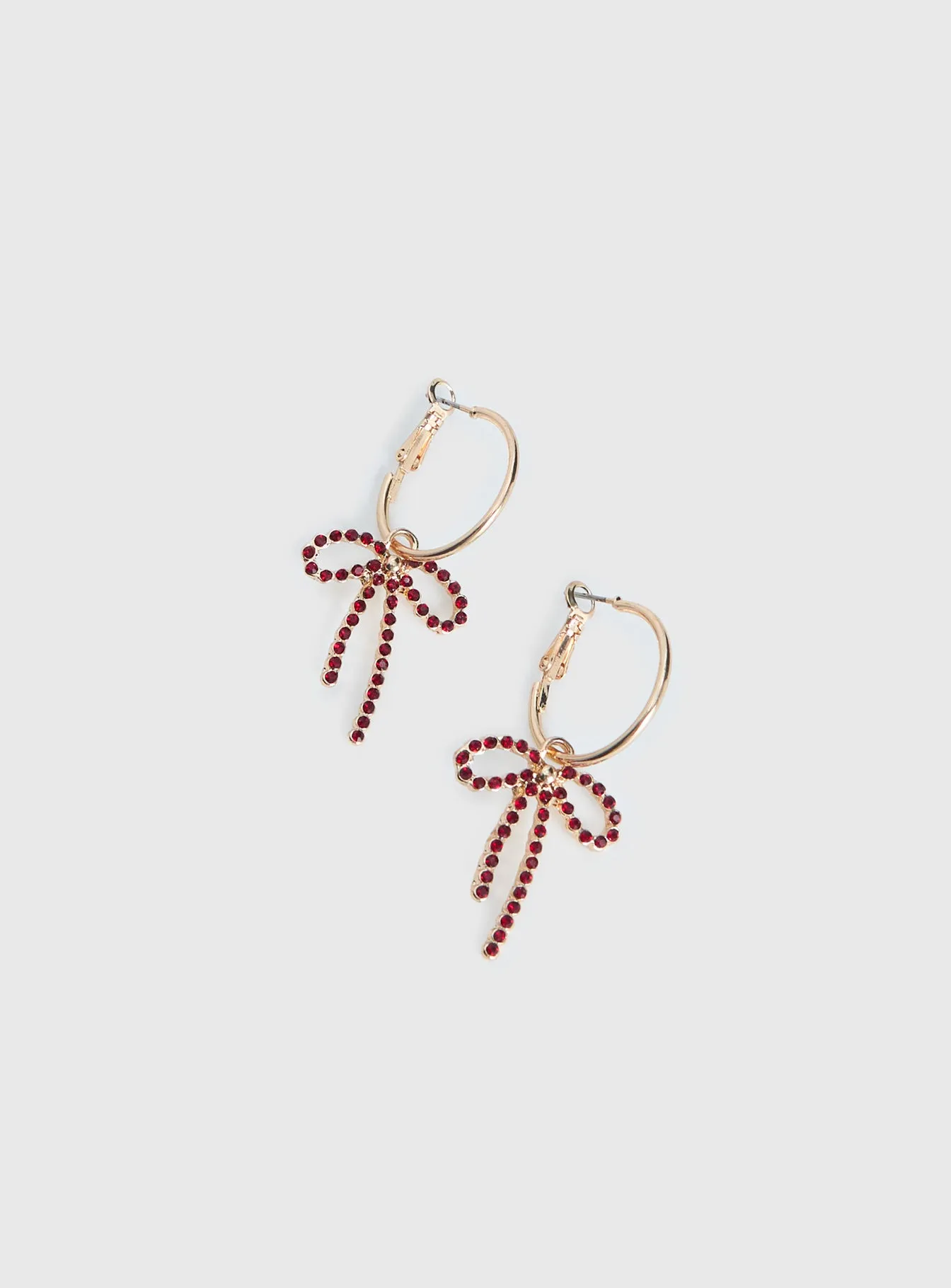 Goodnight And Go Bow Hoop Earrings Gold / Red sold by Princess Polly product image thumbnail 3