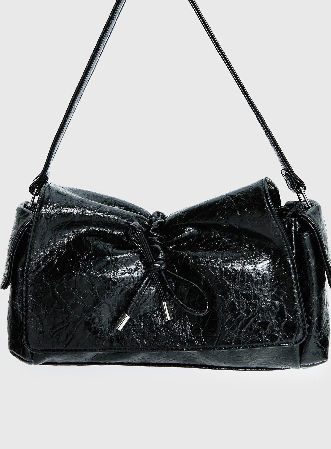 Lay Your Cards Bow Detail Shoulder Bag Black sold by Princess Polly product image thumbnail 5