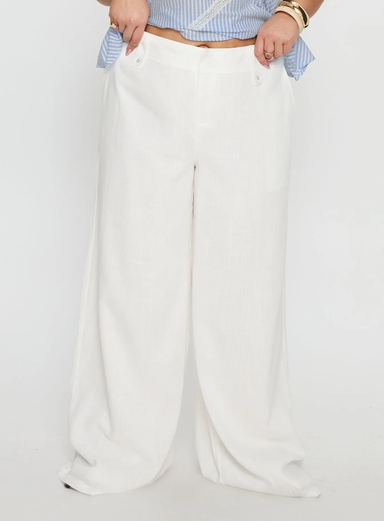 Pedra Wide Leg Pant White Curve sold by Princess Polly product image thumbnail 2