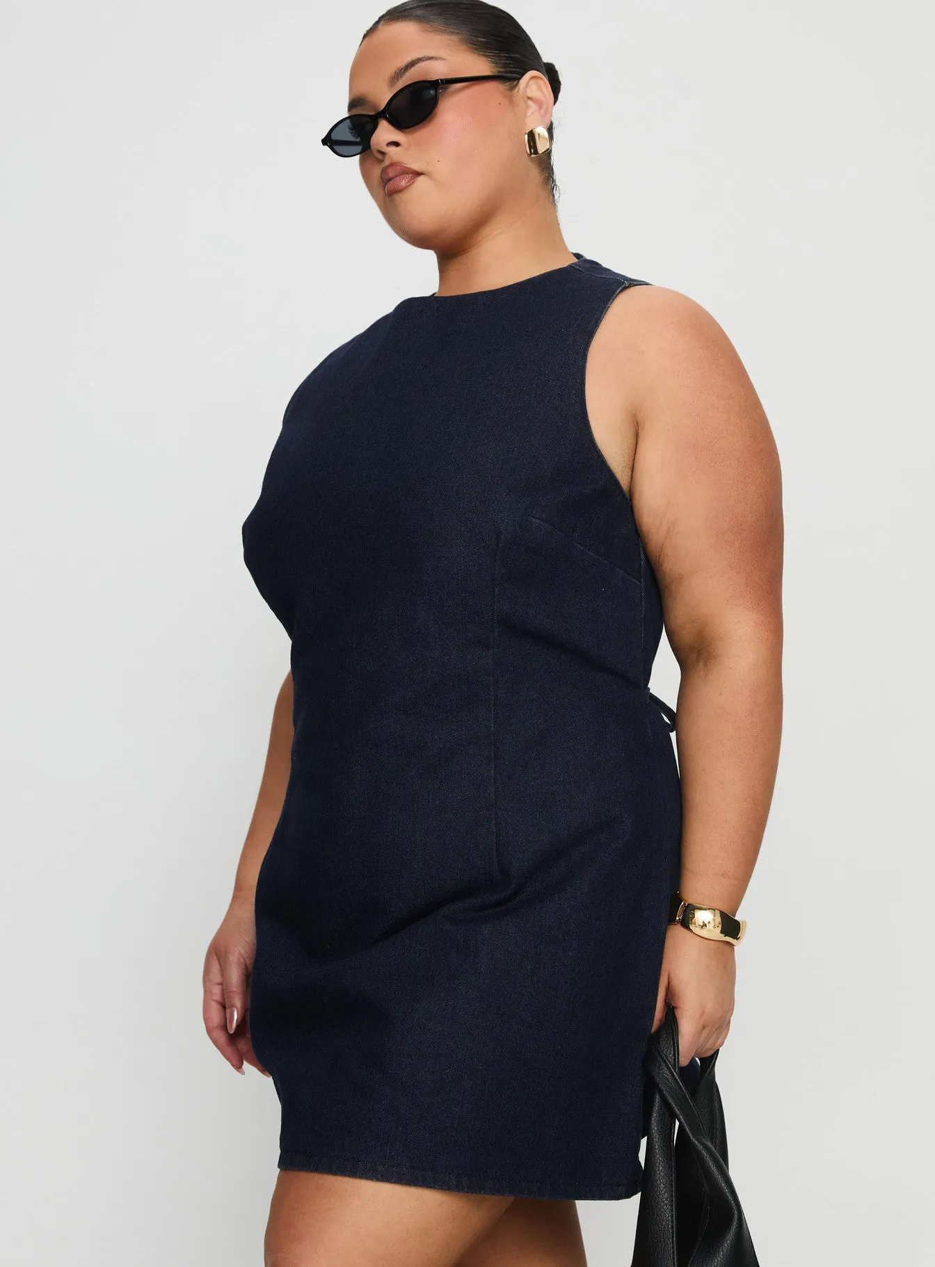 Ainsleigh Shift Denim Playsuit Dark Wash Curve sold by Princess Polly product image thumbnail 4